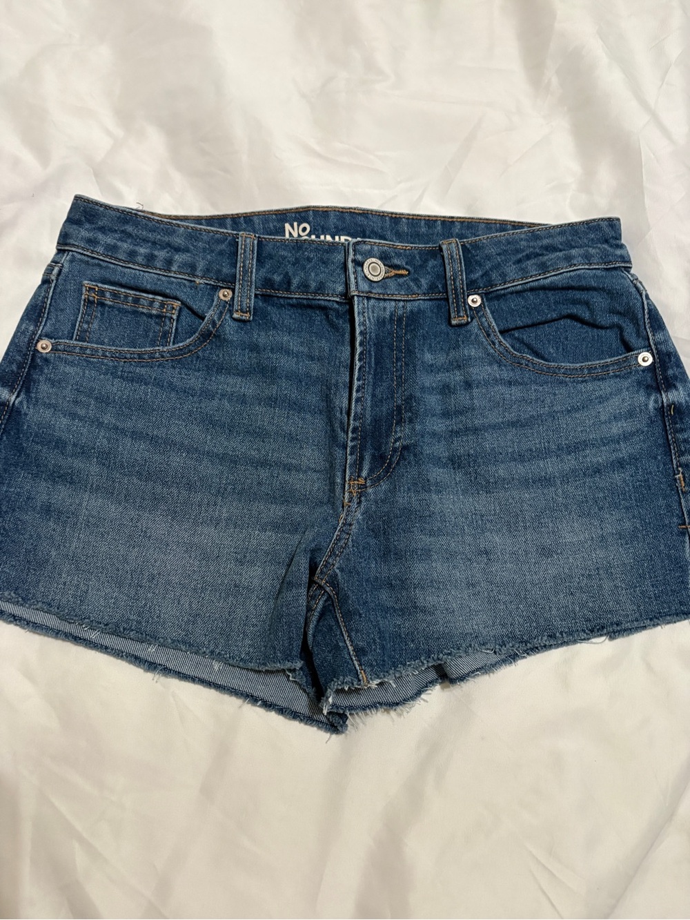 No Boundaries Dark Blue Denim Frayed Hem Women's Shorts